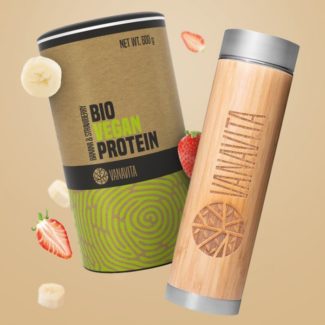 VanaVita BIO Vegan Protein 600 g banán jahoda – Obrázok 2